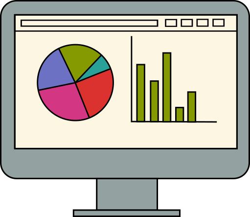 Graphic illistrating a computer with a web app open